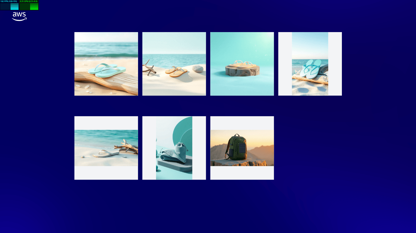 Grid layout showcasing colorful flip-flops and outdoor accessories against serene beach backdrops, highlighting summer style and relaxation.
